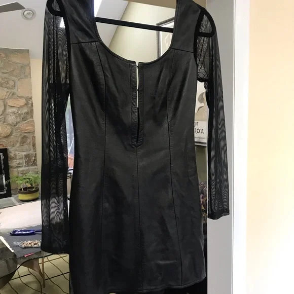 Olcay Gulsen Black Leather mini dress size S - Picture 4 of 8